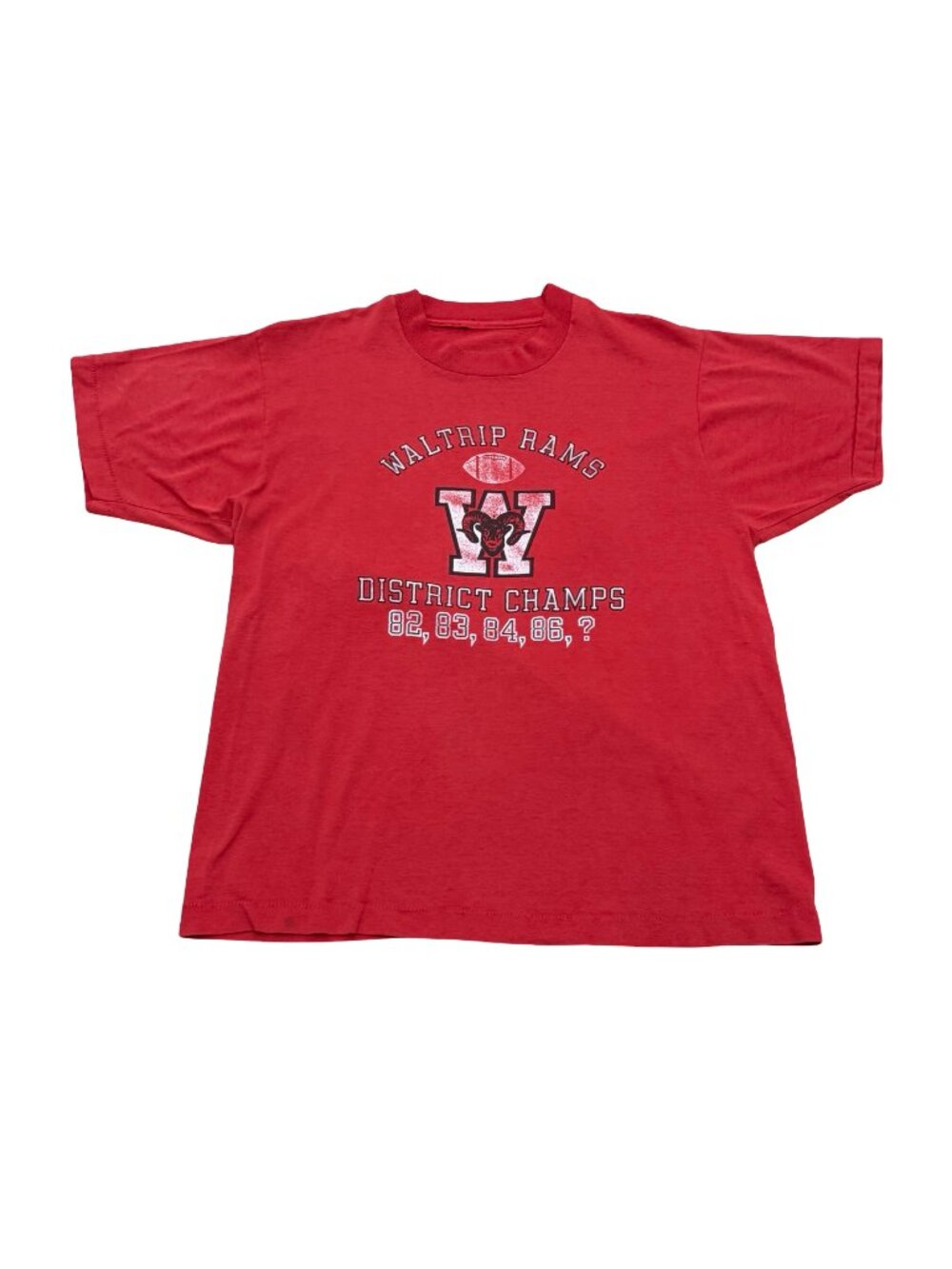 Vintage 1980s Waltrip Rams District Champs Single Stitch T-Shirt Red